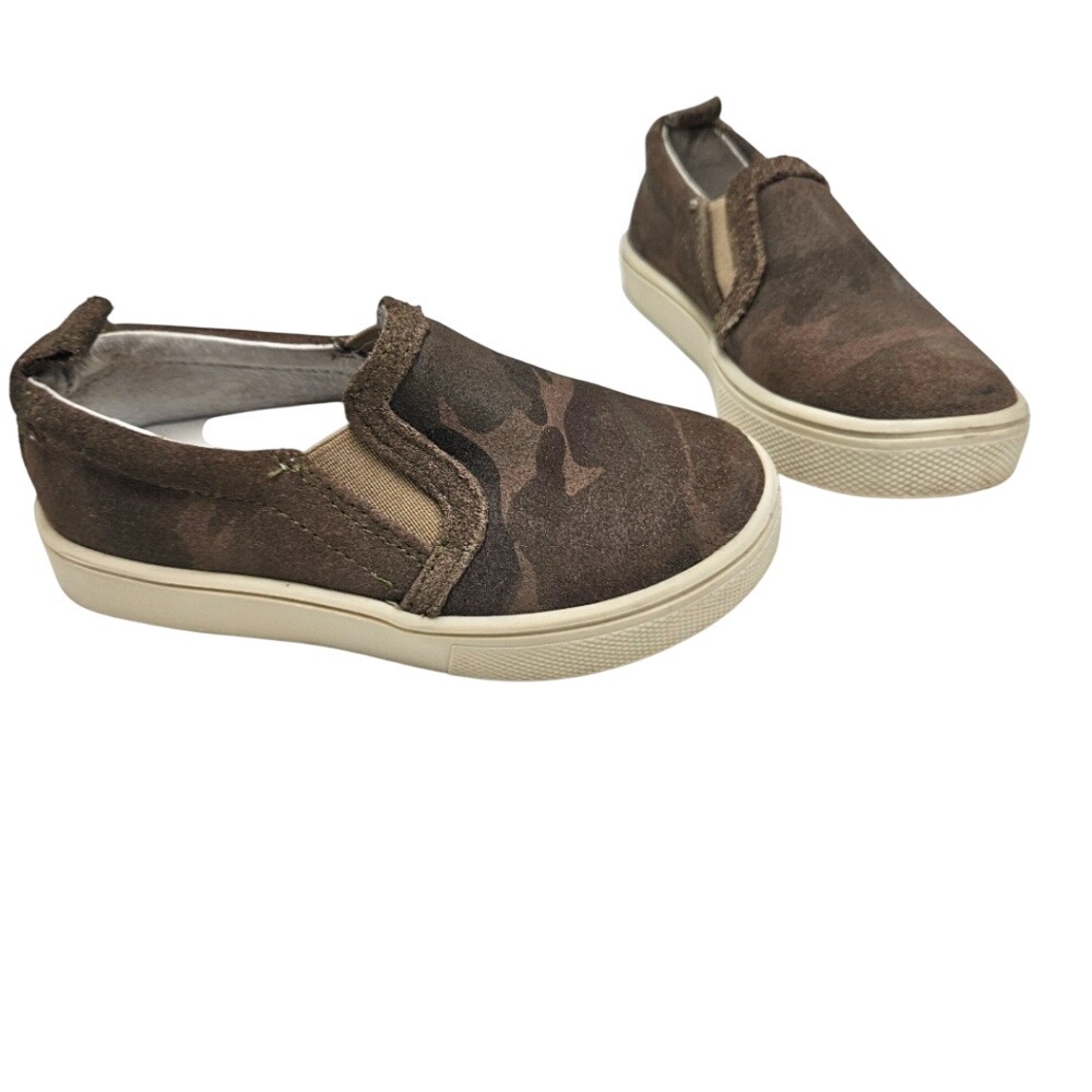 Freshly Picked‎ Kids Brown Camo Print Slip On Sneakers Shoes Size 8 Casual Play